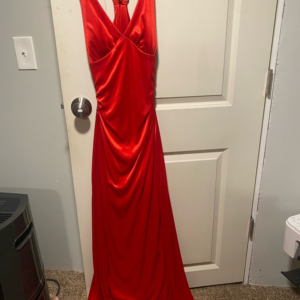 B Darlin Vibrant Red Backless Dress